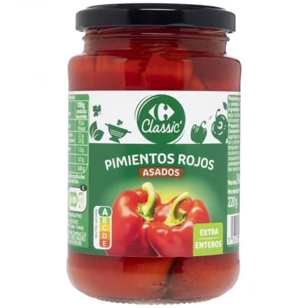 Pimiento morrón asado entero Carrefour 220 g. - 0.22 kg - Imagen del producto en Findit