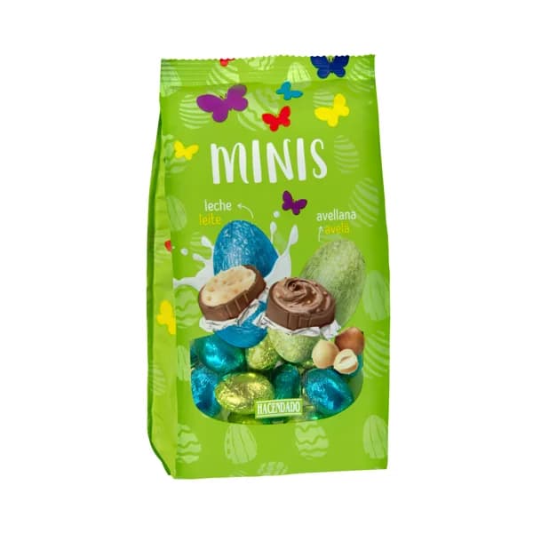 Huevos de chocolate con leche Minis relleno cremoso y cereales Pascua Hacendado - 0.15 kg - Imagen del producto en Findit