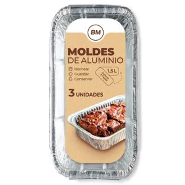 Molde de aluminio 1,5 l 3 unidades - 2.99 ud - Imagen del producto en Findit