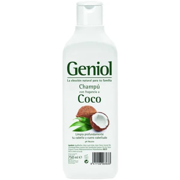 Champú de coco GENIOL, bote 750 ml - 1 ud - Imagen del producto en Findit