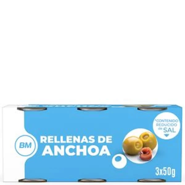 Aceituna rellena de anchoa suave 3x50 g - 0.15 kg - Imagen del producto en Findit