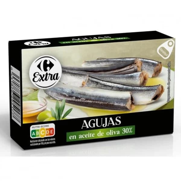 Agujas en aceite de oliva 30% Extra Carrefour 82 g - 0.08 kg - Imagen del producto en Findit