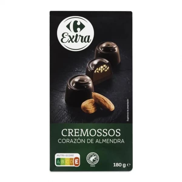 Bombones de chocolate con relleno de almendras Cremossos Carrefour Extra 180 g. - 0.18 kg - Imagen del producto en Findit