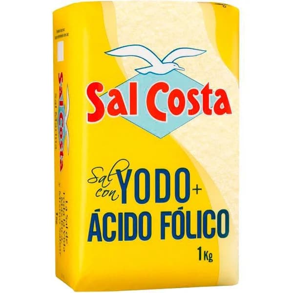 Sal marina con yodo-ácido fólico SAL COSTA, paquete 1 kg - 1 kg - Imagen del producto en Findit