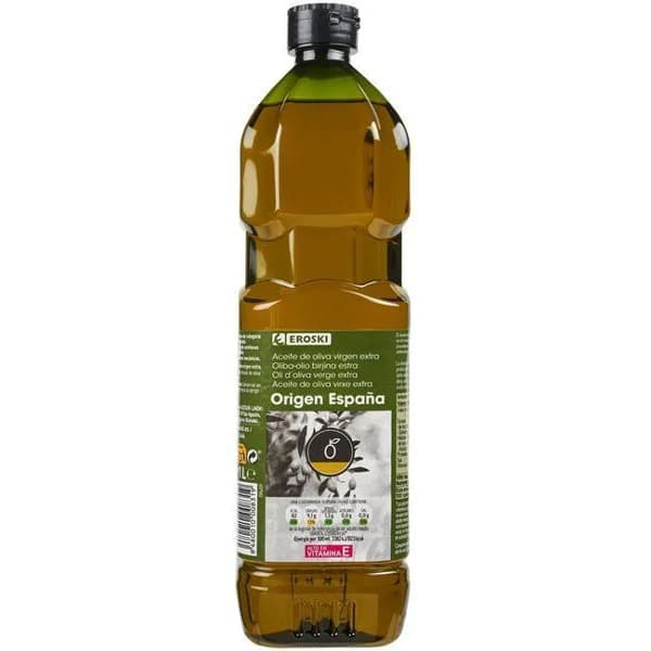 Aceite de oliva virgen extra EROSKI, botella 1 litro - 1 l - Imagen del producto en Findit