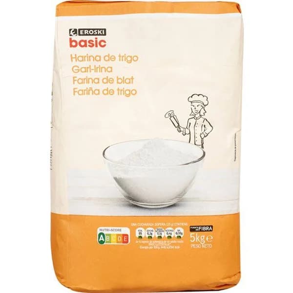 Harina de trigo EROSKI BASIC, paquete 5 kg - 5 kg - Imagen del producto en Findit