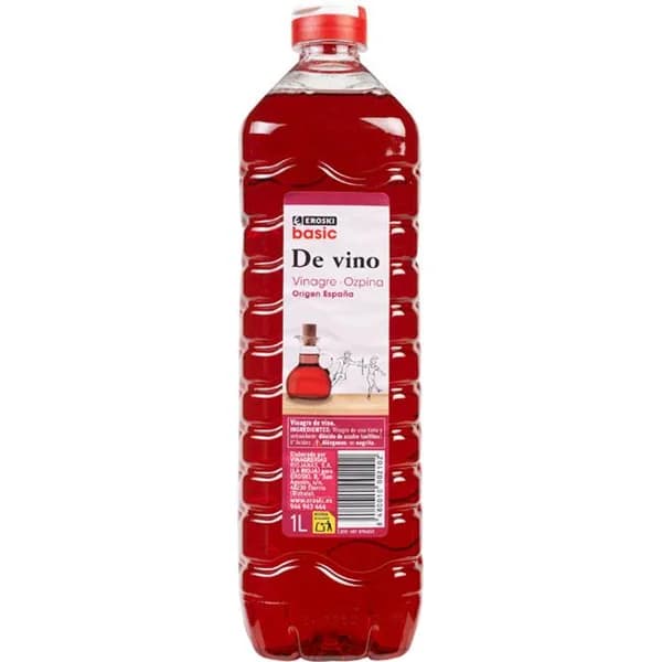 Vinagre rojo EROSKI basic, botella 1 litro - 1 l - Imagen del producto en Findit