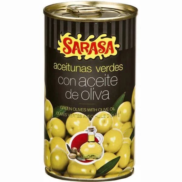 Aceitunas verdes con aceite de oliva SARASA, lata 185 g - 0.19 kg - Imagen del producto en Findit