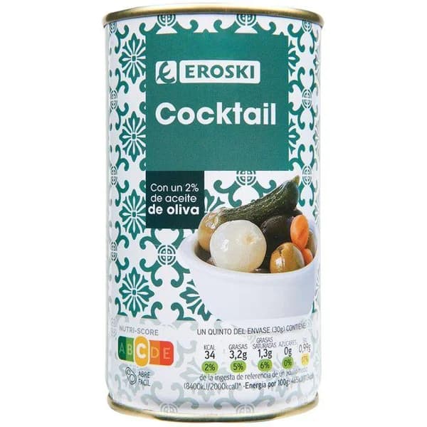 Cocktail en aceite de oliva EROSKI, lata 150 g - 0.15 kg - Imagen del producto en Findit