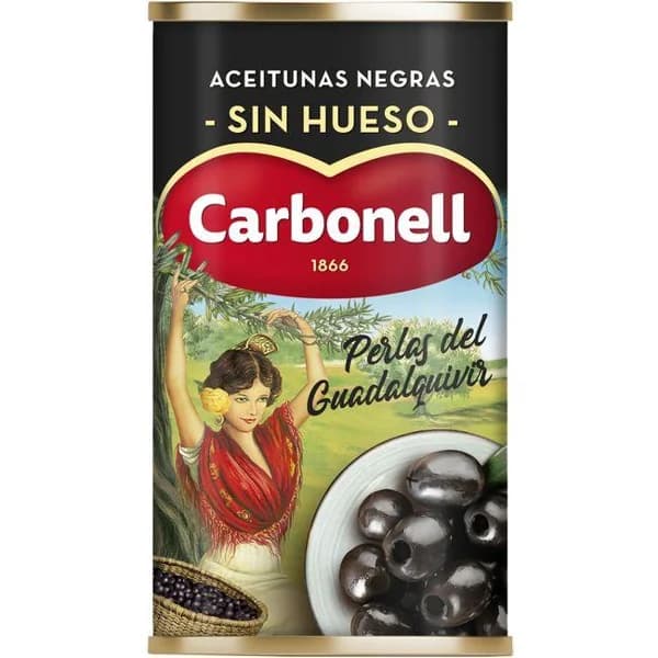Aceitunas negras sin hueso CARBONELL, lata 150 g - 0.15 kg - Imagen del producto en Findit