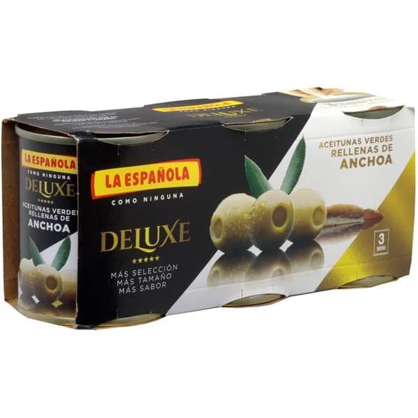 Aceitunas mini con anchoa LA ESPAÑOLA, pack 3x50 g - 0.15 kg - Imagen del producto en Findit