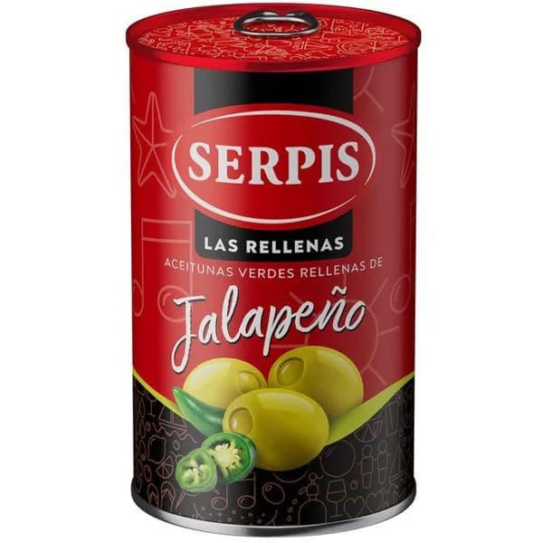 Aceituna rellena de jalapeño SERPIS, lata 130 g - 0.13 kg - Imagen del producto en Findit