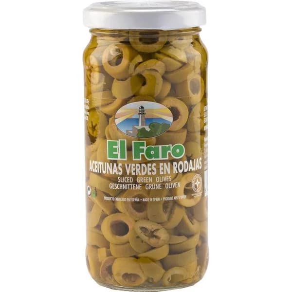 Aceitunas verdes en rodajas EL FARO, frasco 105 g - 0.11 kg - Imagen del producto en Findit