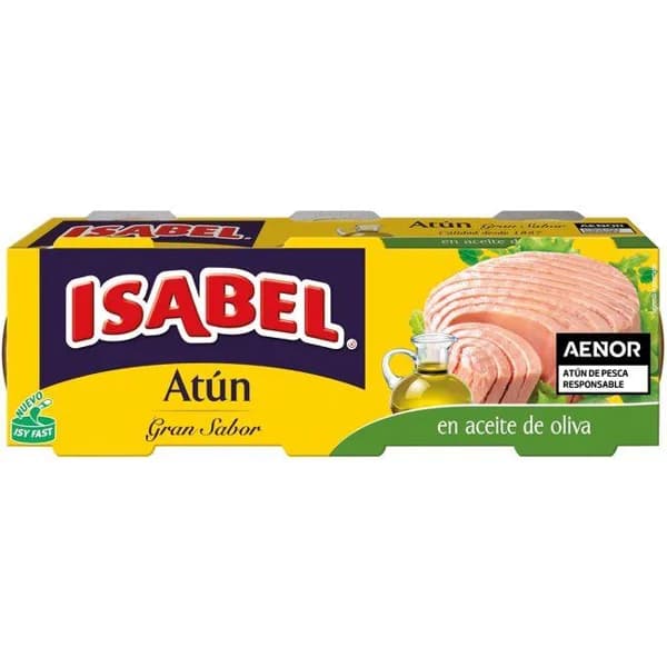 Atún en aceite de oliva gran sabor ISABEL, pack 3x70 g - 0.21 kg - Imagen del producto en Findit