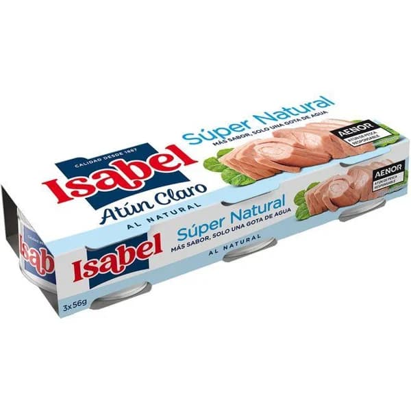 Atún claro super natural ISABEL, pack 3x56 g - 0.17 kg - Imagen del producto en Findit