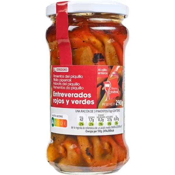 Pimiento de piquillo entreverado R. Gourmet EROSKI, frasco 290 g - 0.29 kg - Imagen del producto en Findit