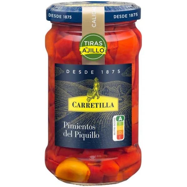 Pimiento de piquillo al ajillo en tiras CARRETILLA, frasco 225 g - 0.23 kg - Imagen del producto en Findit