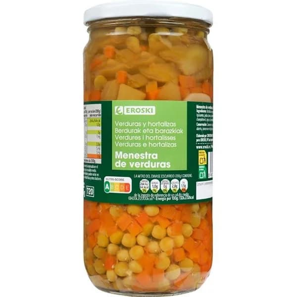 Menestra de verduras EROSKI, frasco 400 g - 0.4 kg - Imagen del producto en Findit