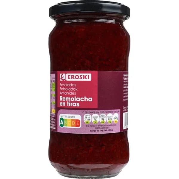 Remolacha en tiras EROSKI, frasco 180 g - 0.18 kg - Imagen del producto en Findit