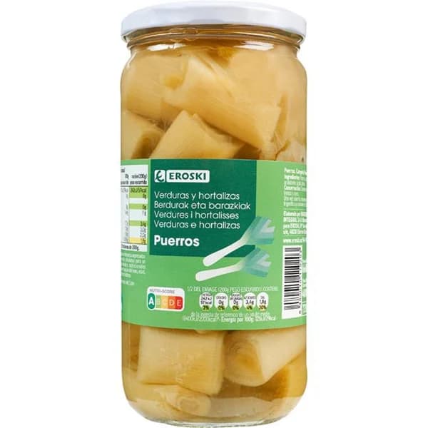 Puerros en trozos EROSKI, frasco 400 g - 0.4 kg - Imagen del producto en Findit