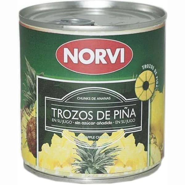 Piña en su jugo en trozos NORVI, lata 270 g - 0.27 kg - Imagen del producto en Findit