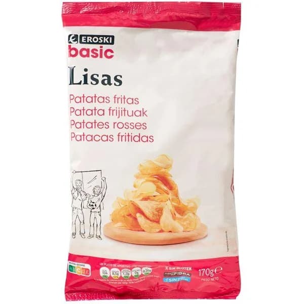 Patatas fritas lisas EROSKI BASIC, bolsa 170 g - 0.17 kg - Imagen del producto en Findit