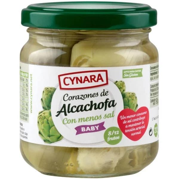 Corazón alcachofas baby baja en sal 8/12 CYNARA, frasco 115 g - 0.12 kg - Imagen del producto en Findit
