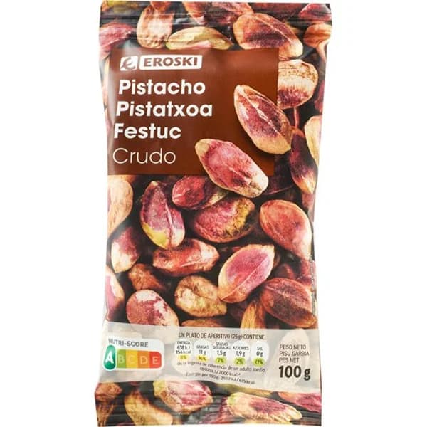 Pistacho crudo pelado EROSKI, bolsa 100 g - 0.1 kg - Imagen del producto en Findit