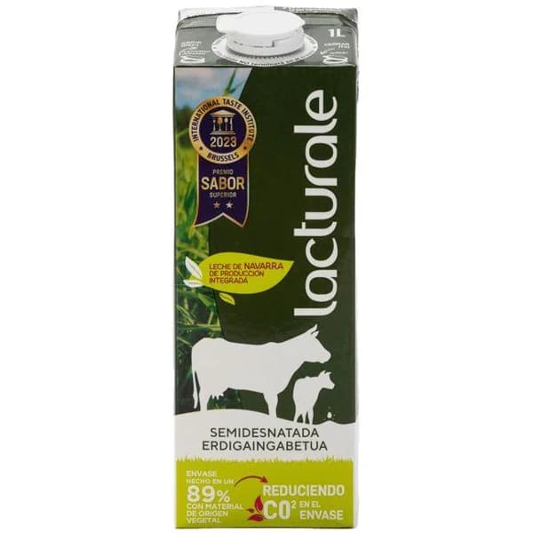 Leche semidesnatada LACTURALE, brik 1 litro - 1 l - Imagen del producto en Findit