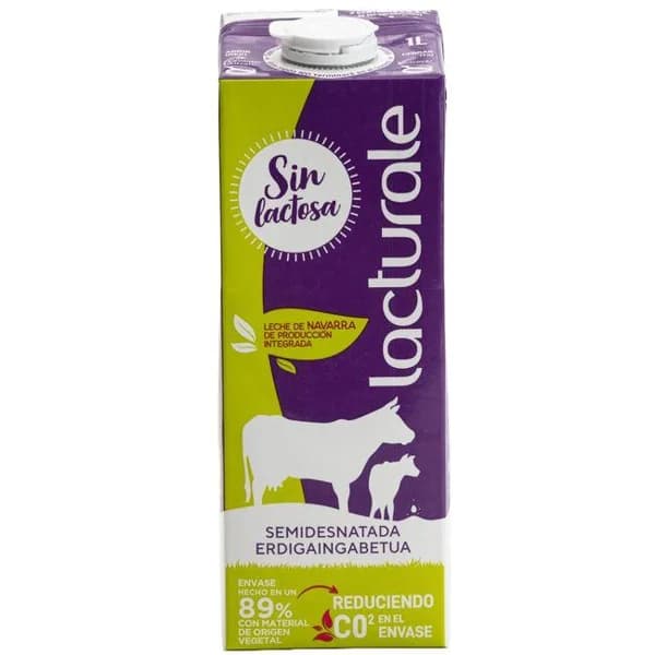 Leche semidesnatada sin lactosa LACTURALE, brik 1 litro - 1 l - Imagen del producto en Findit