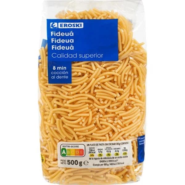 Fideua EROSKI, paquete 500 g - 0.5 kg - Imagen del producto en Findit