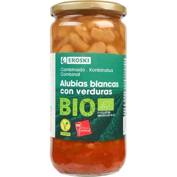 Alubias con verduras EROSKI BIO/ECO, frasco 700 g - 0.7 kg - Imagen del producto en Findit