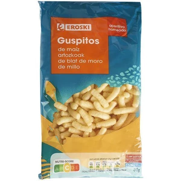 Guspitos de maíz EROSKI, bolsa 80 g - 0.08 kg - Imagen del producto en Findit