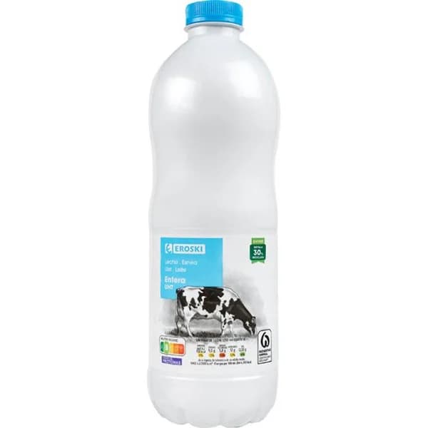 Leche entera EROSKI, botella 1,5 litros - 1.5 l - Imagen del producto en Findit