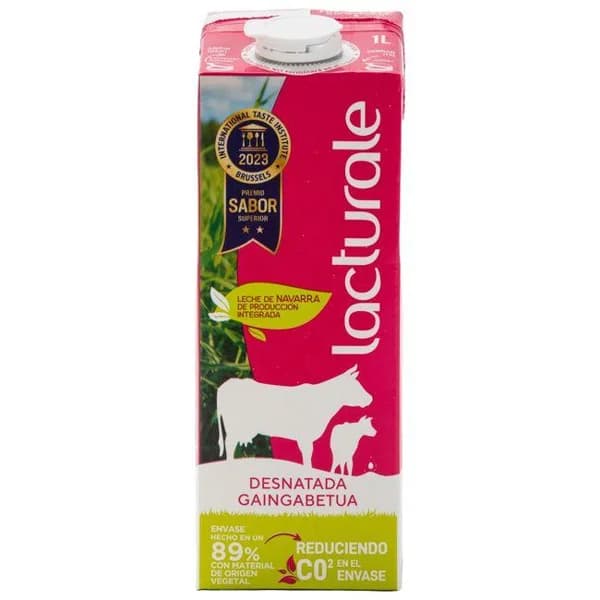 Leche desnatada LACTURALE, brik 1 litro - 1 l - Imagen del producto en Findit