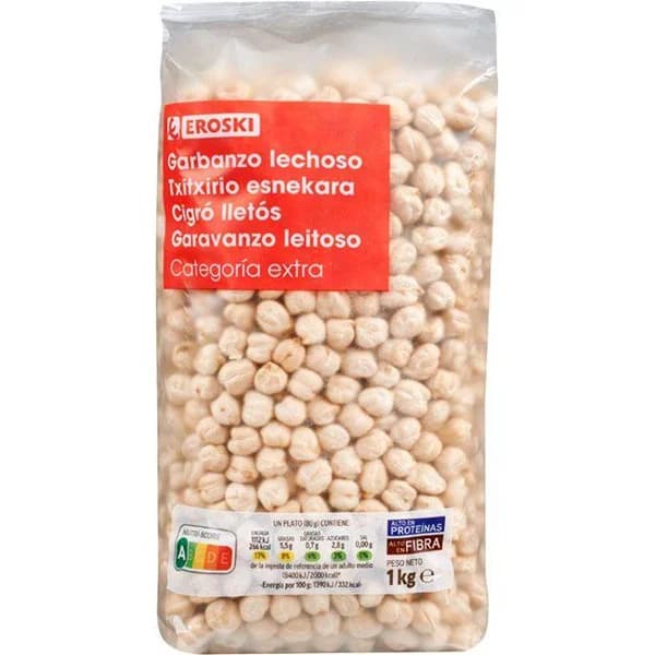 Grarbanzo lechoso EROSKI, paquete 1 kg - 1 kg - Imagen del producto en Findit