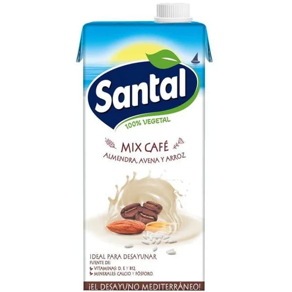 Bebida vegetal para café almendra, avena SANTAL, brik 1 litro - 1 ud - Imagen del producto en Findit