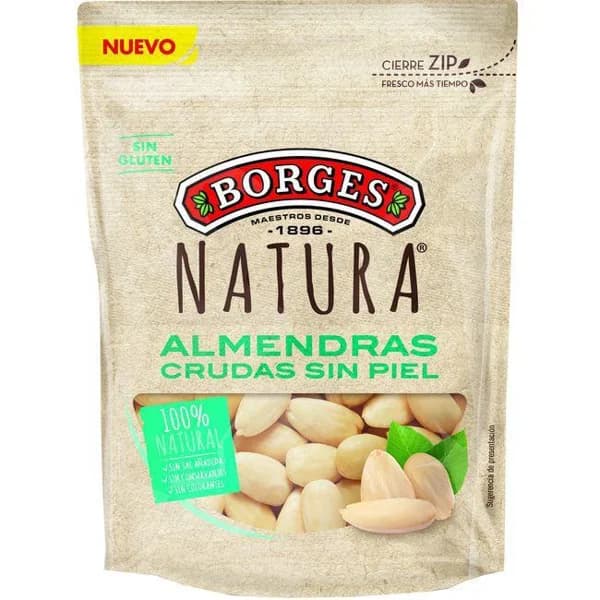 Almendra cruda sin piel BORGES, bolsa 110 g - 1 ud - Imagen del producto en Findit
