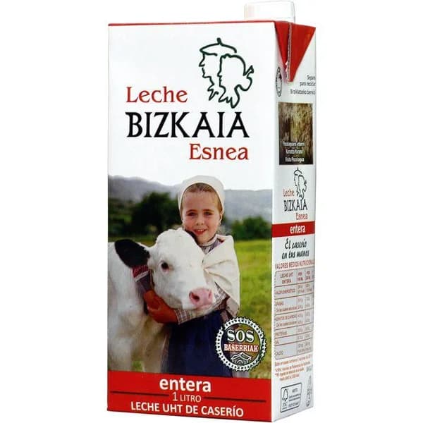 Leche entera uht BIZKAIA ESNEA, brik 1 litro - 1 l - Imagen del producto en Findit