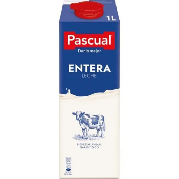 Leche entera PASCUAL, brik 1 litro - 1 l - Imagen del producto en Findit