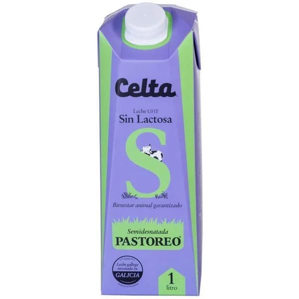 Leche semidesnatada sin lactosa CELTA, brik 1 litro - 1 l - Imagen del producto en Findit