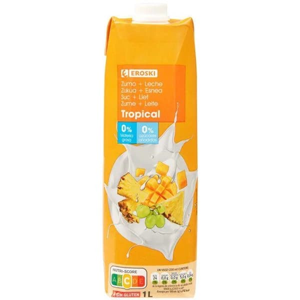 Lactozumo tropical EROSKI, brik 1 litro - 1 l - Imagen del producto en Findit
