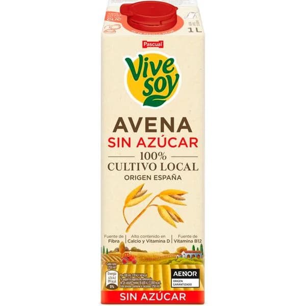 Bebida vegetal de avena sin azúcar VIVESOY, brik 1 litro - 1 l - Imagen del producto en Findit