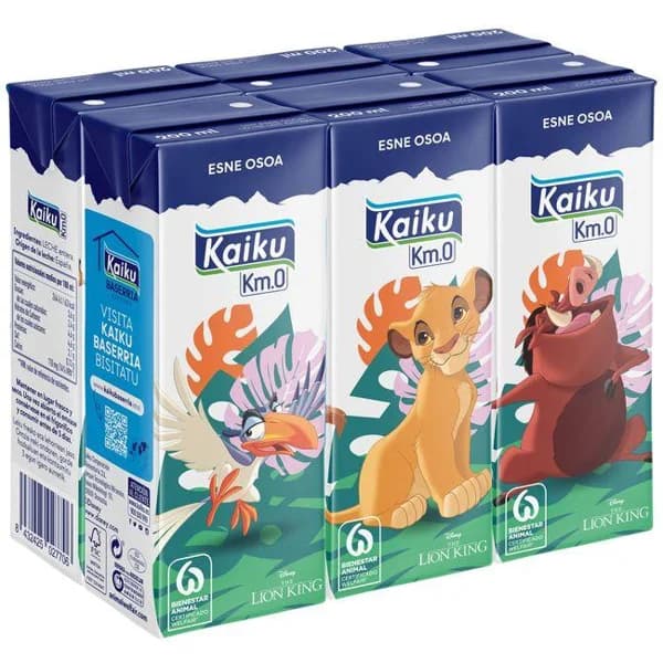 Leche entera KAIKU DISNEY, pack 6x200 ml - 1.2 l - Imagen del producto en Findit