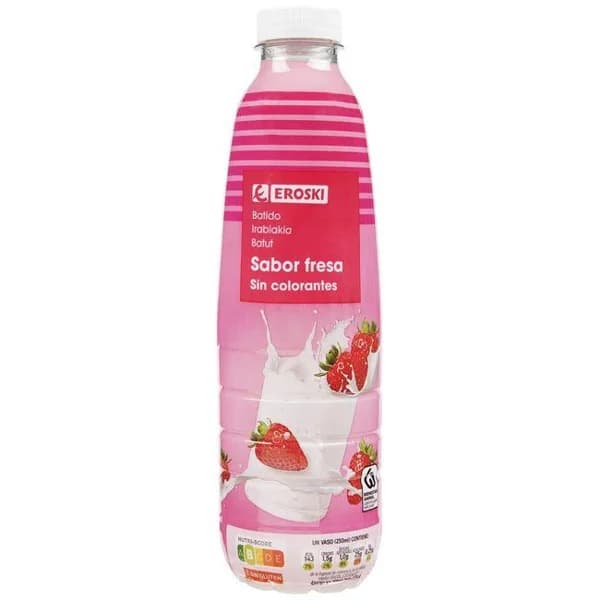 Batido de fresa EROSKI, botella 1 litro - 1 l - Imagen del producto en Findit