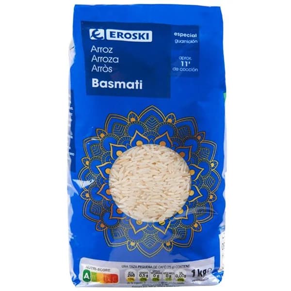 Arroz basmati EROSKI, paquete 1 kg - 1 kg - Imagen del producto en Findit