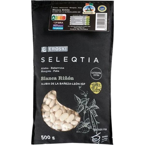 Alubia blanca riñón I.G.P. Bañeza Eroski SELEQTIA, saco 500 g - 0.5 kg - Imagen del producto en Findit