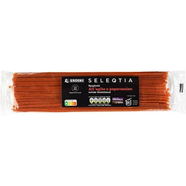 Spaghetti Aglio Peperoni EROSKI SELEQTIA, paquete 250 g - 0.25 kg - Imagen del producto en Findit