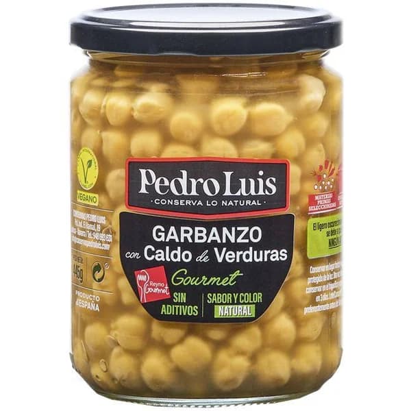 Garbanzo con caldo de verduras PEDRO LUIS, frasco 445 g - 0.45 kg - Imagen del producto en Findit