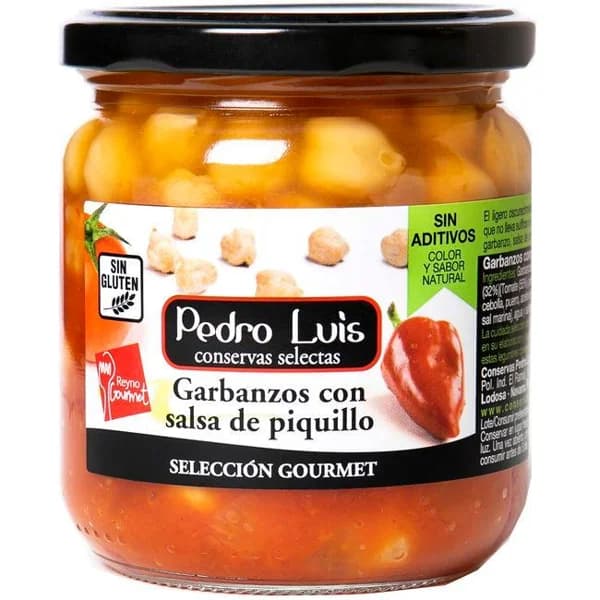 Garbanzos c/salsa pimiento del piquillo PEDRO LUIS, frasco 250 g - 0.25 kg - Imagen del producto en Findit
